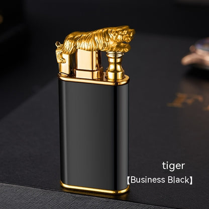 Creative Blue Flame Lighter Dolphin Dragon Tiger Double Fire Metal Winproof Lighter Inflatable Lighter