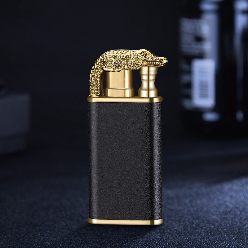 Creative Blue Flame Lighter Dolphin Dragon Tiger Double Fire Metal Winproof Lighter Inflatable Lighter